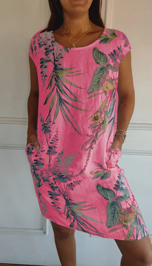 Product Image for Ivyshape | Midi Summer Dress for Women Floral Pattern, Rosa / 3XL