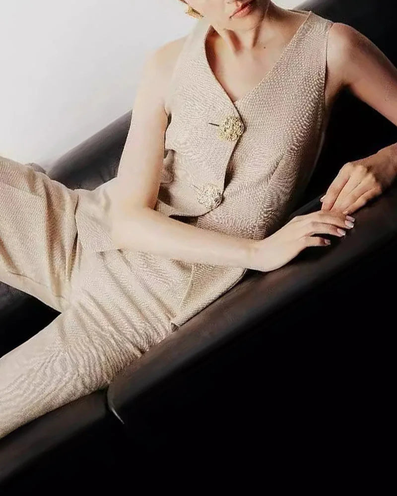 Product Image for Ivyshape | Sleeveless Vest & Suit, Apricot / 3XL