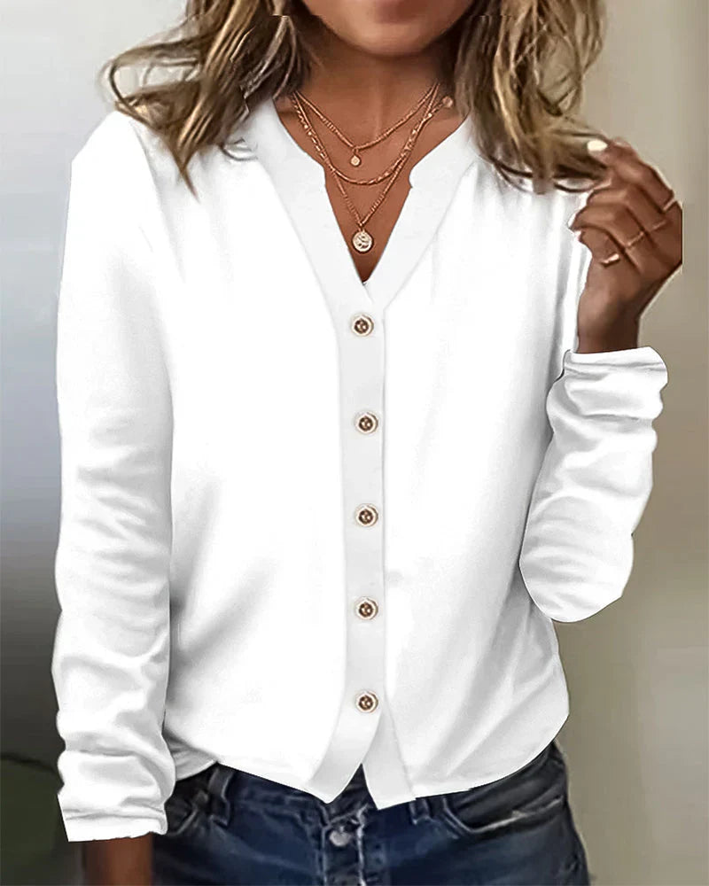 Product Image for Ivyshape | Elegant Blouse with Buttons Made Of Cotton for Everyday Use, White / 2XL