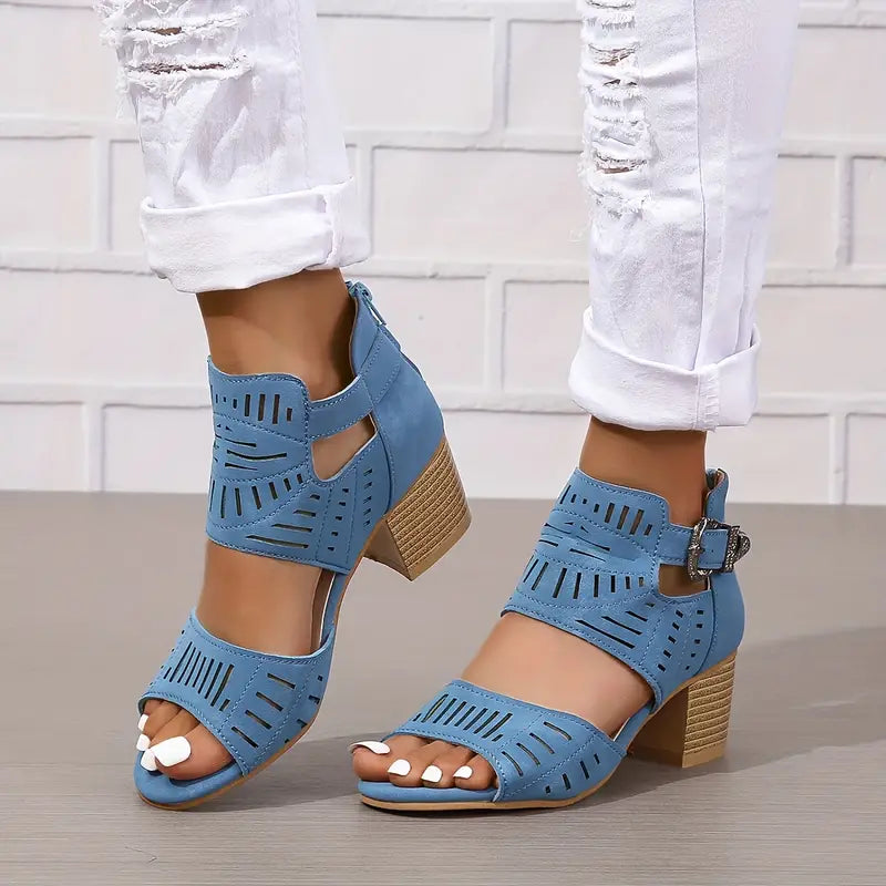 Product Image for Ivyshape | Women's Sandals with Chunky Heels, Blue / 35