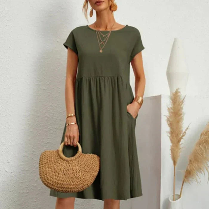 Product Image for Ivyshape | Cotton Dress for Women with Round Neckline, Green / XL