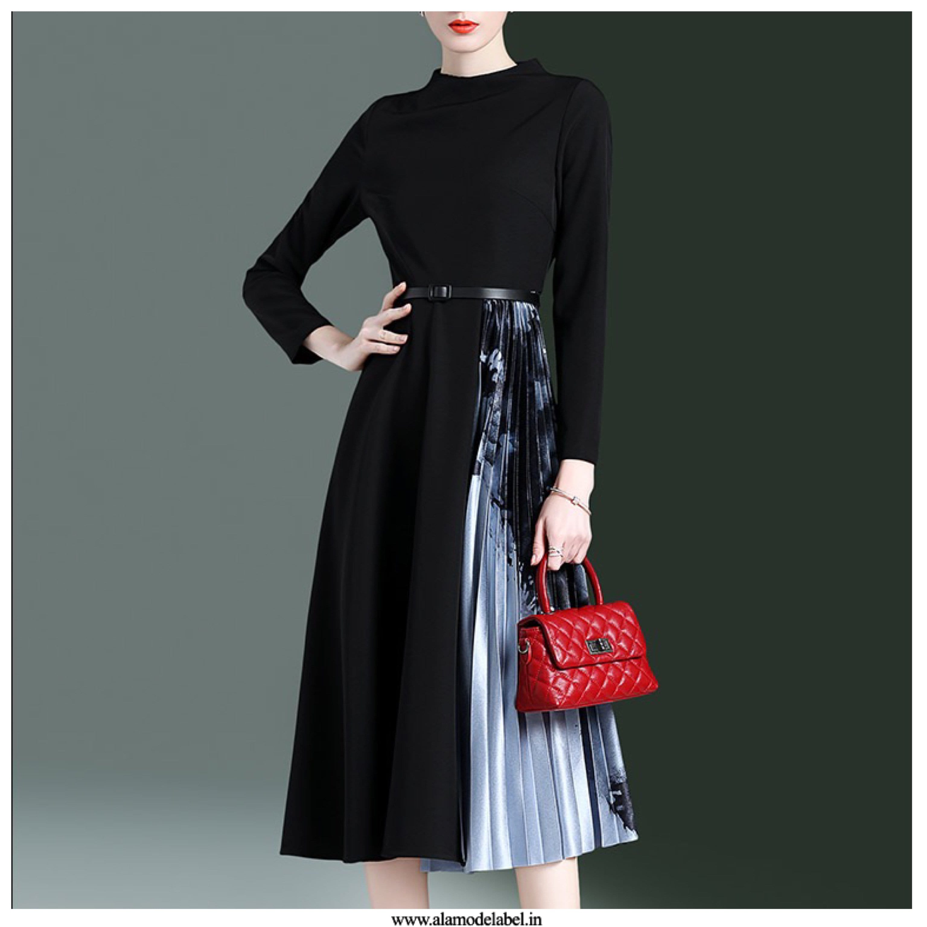 Product Image for Ivyshape | Luxury Pleated Dress, Blue / M