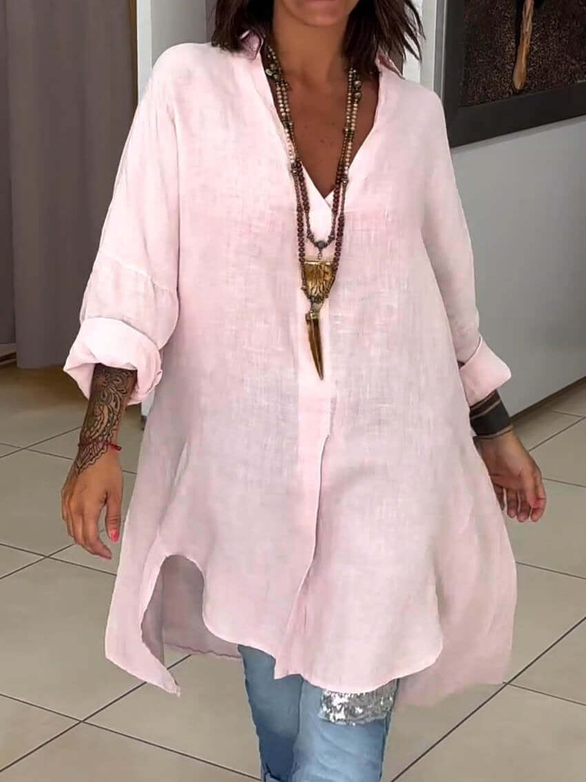 Product Image for Ivyshape | Casual Cotton and Linen Shirt Dress, Rosa / 2XL