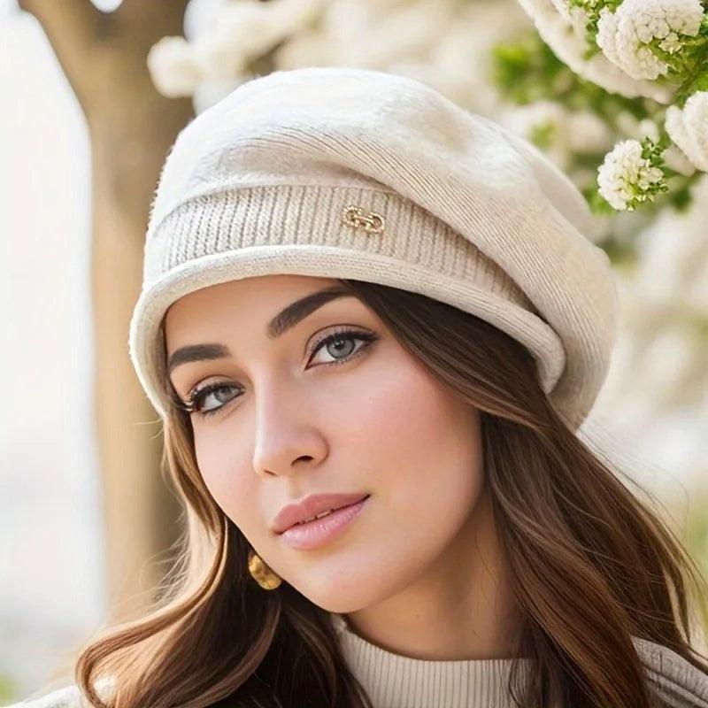 Product Image for Ivyshape | Elegant Wool Hat with Ribbed Details for Women, Beige