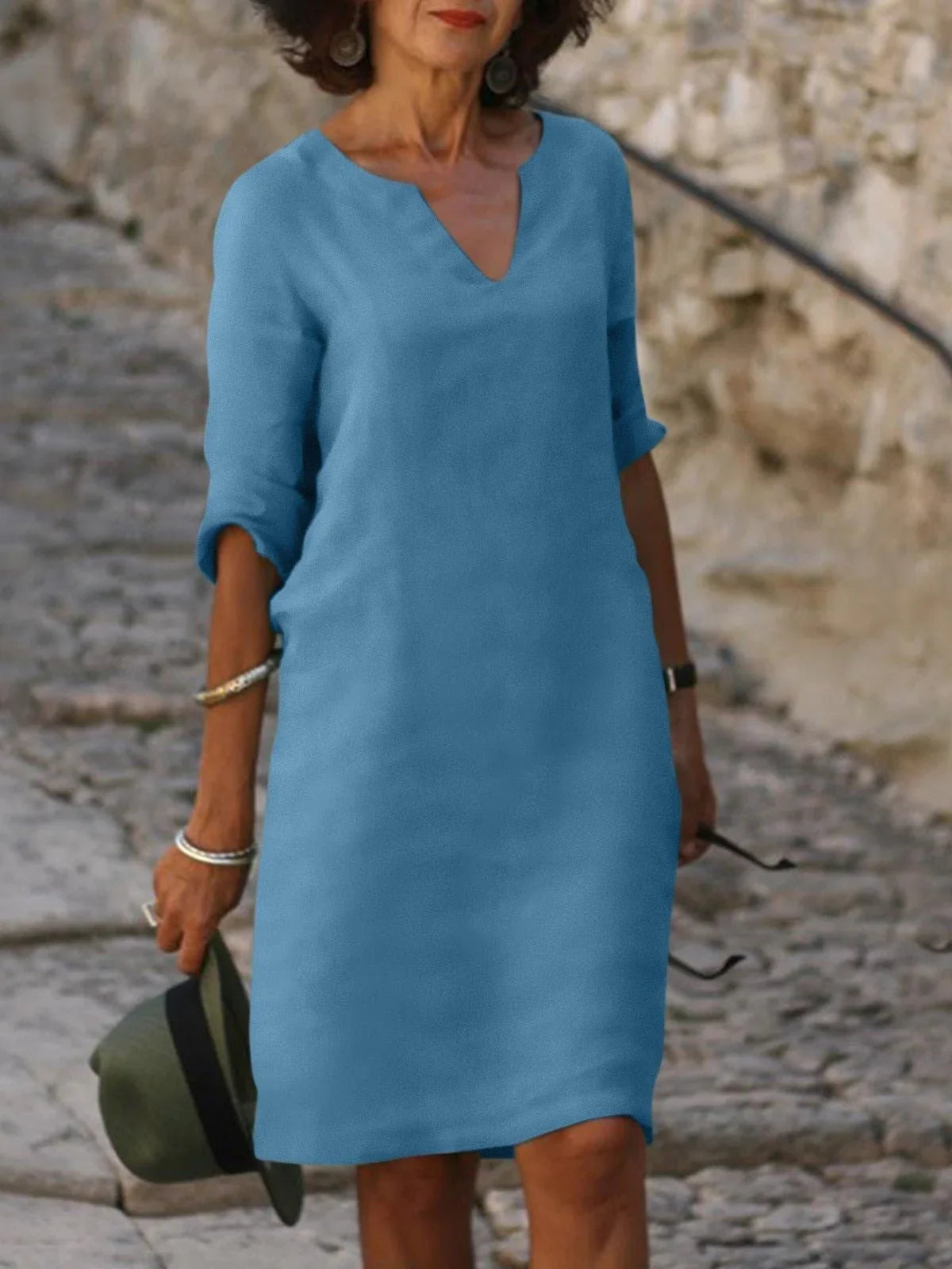 Product Image for Ivyshape | Dress With V-Neck that Covers the Belly, Azure blue / L