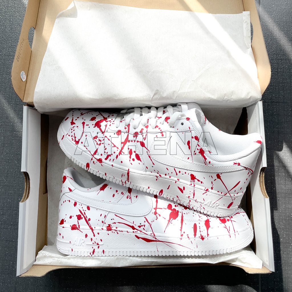Custom Sneaker Nike AIR Force 1 Custom Sneaker Splash Rot Handgemachte Schuhe von Athena