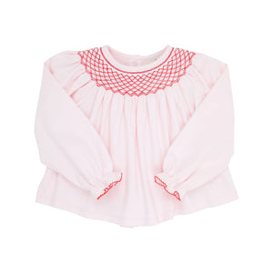Bettye Sue Smocked Top- Palm Beach Pink/Richmond Red - Little Avriett Baby & Children's Boutique 