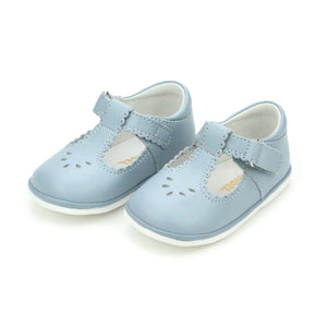Dottie Scalloped T-Strap Mary Jane- Angel Baby- Dusty Blue - Little Avriett Baby & Children's Boutique 