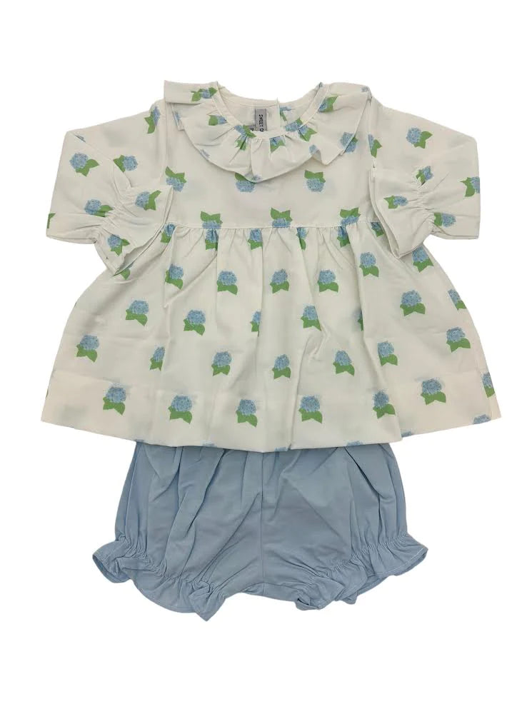 Blue Hydrangea Print Bloomer Set