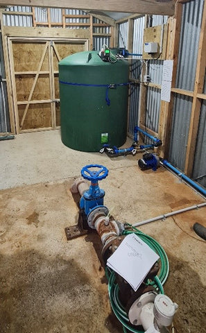 Tank and dosing system treats the Farm Road Water supply with DX50 chlorine dioxide.