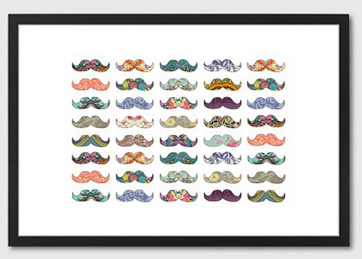 mondemosaic-mustache-mania-framed-print-a3