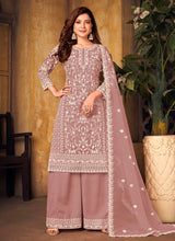 Mauve Embroidered Palazzo Suit