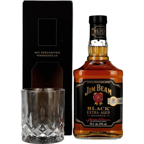 Vol. with Extra-Aged BLACK Jim Bourbon glass Beam 43% 0,7l in Giftbox