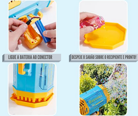 Máquina de Bolhas - Brinquedo para crianças Bubble  Bazooka MUNDO BM