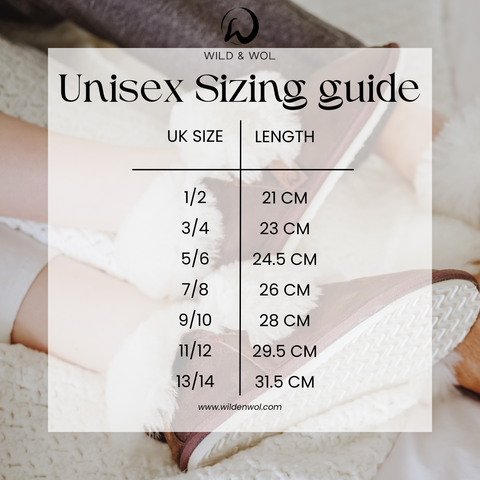 unisex adult slipper sizing guide chart