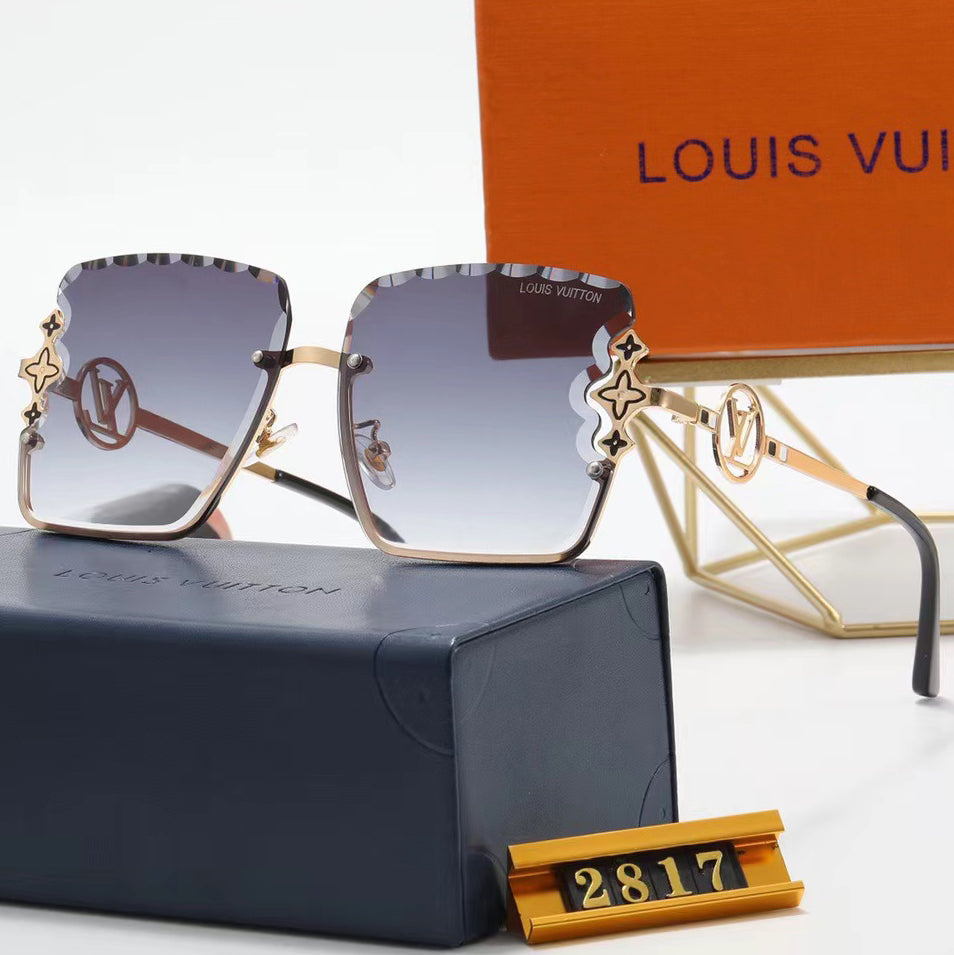 LV Louis Vuitton Hot Sale Large Frame Glasses Couples Beach Casu