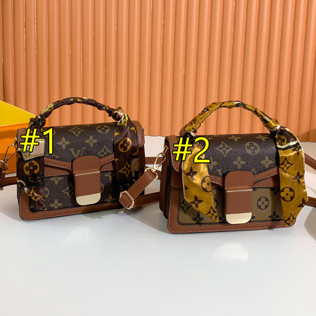 LV Louis Vuitton coffee monogram print stitching color tote bag shoulder bag crossbody bag