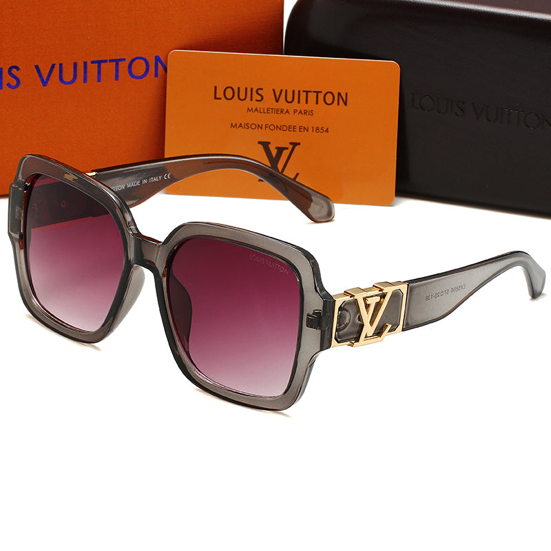 LV Louis Vuitton Hot Sale Full Printed Letter Logo Glasses Couples Beach Casual Sunglasses