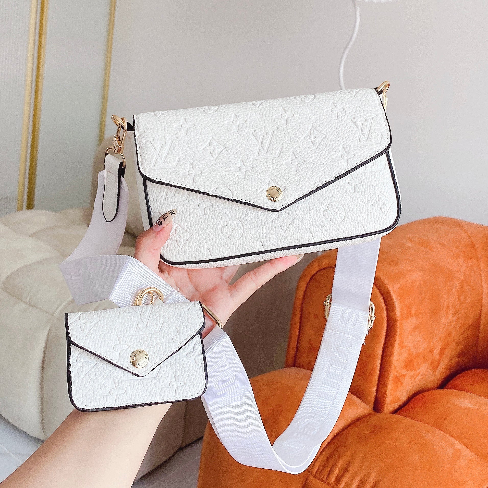 Louis Vuitton LV Women's Shoulder Bag Crossbody Wallet Two Piece