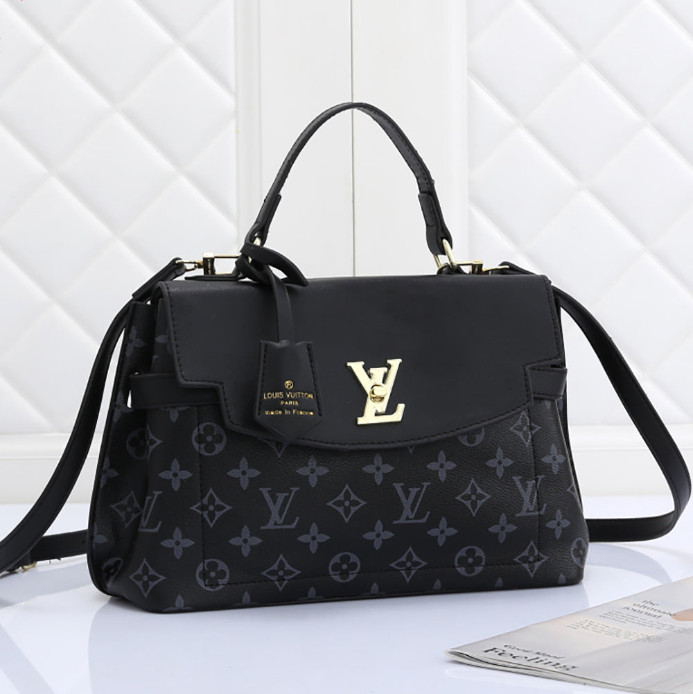 LV Louis Vuitton Patchwork Color Letter Print Women Shopping Tote Shoulder Bag