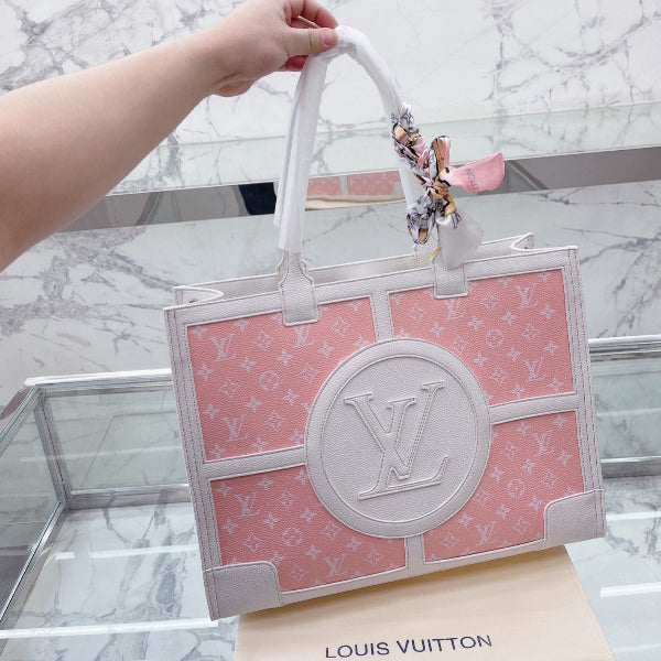 LV Louis Vuitton Women Leather Tote Crossbody Satchel Handbag Sh