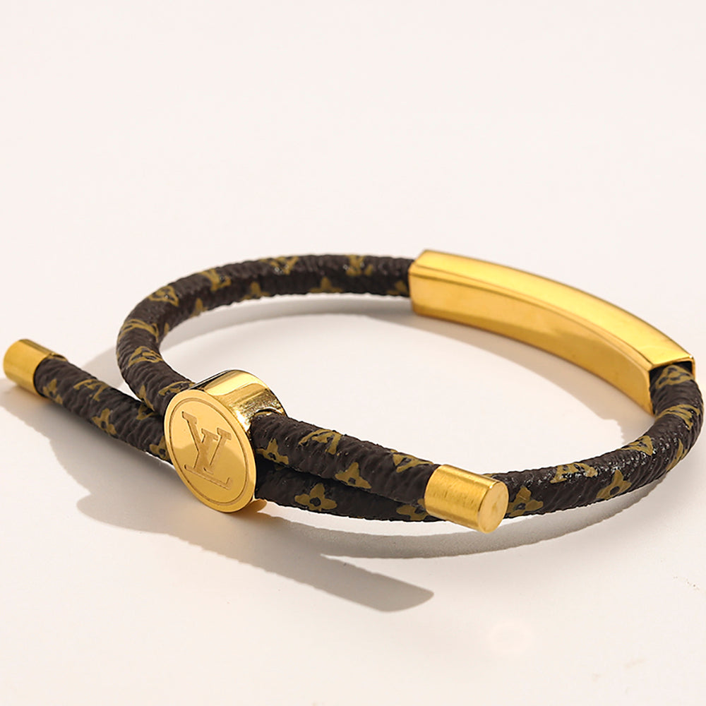 LV LOUIS VUITTON letters carving couple hand rope bracelet