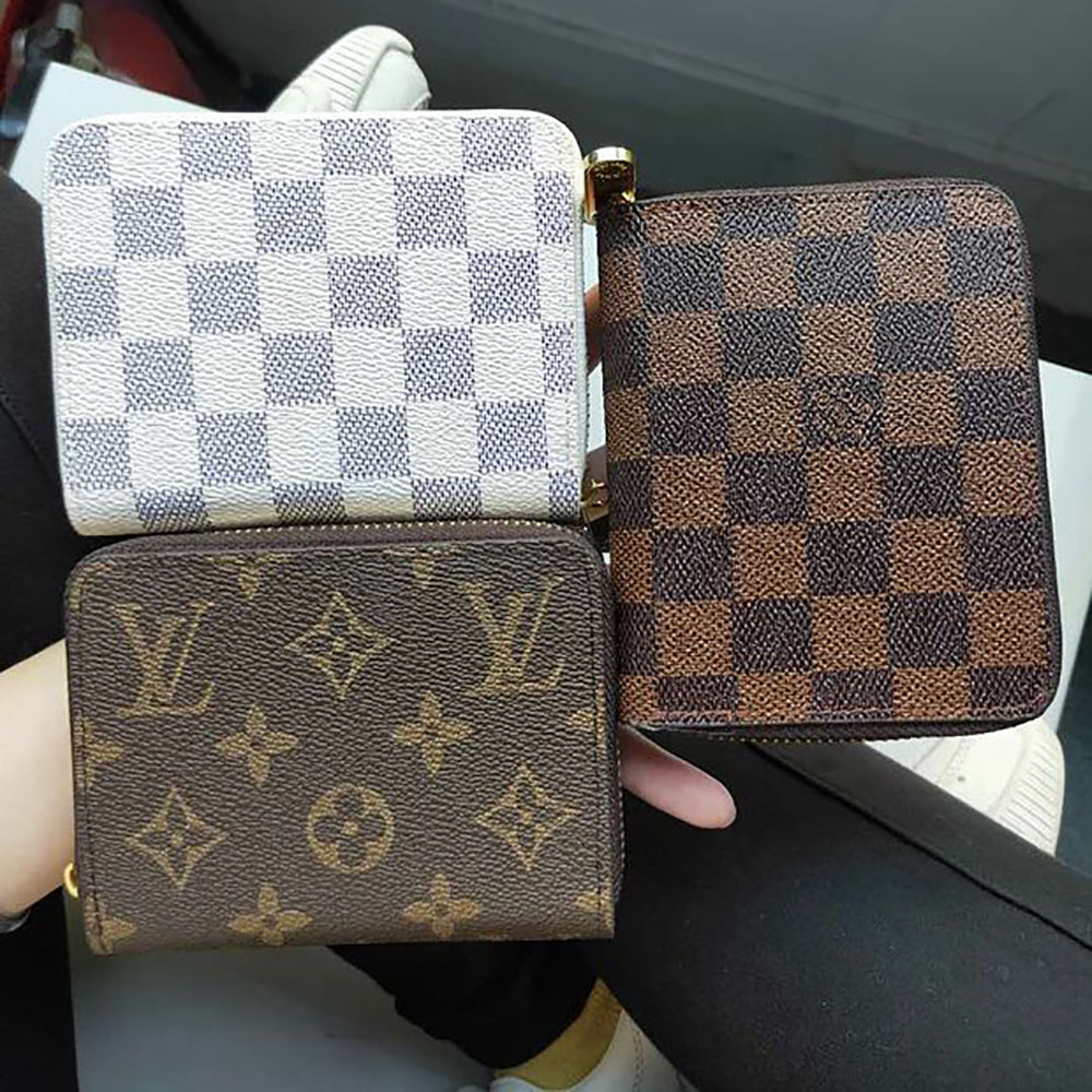LV Louis Vuitton Embossed Letters Women's Mini Short Wallet Card Holder Bag