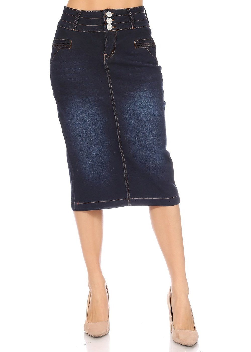 Women's Juniors/Plus Size Long Pencil Stretch Twill Skirt