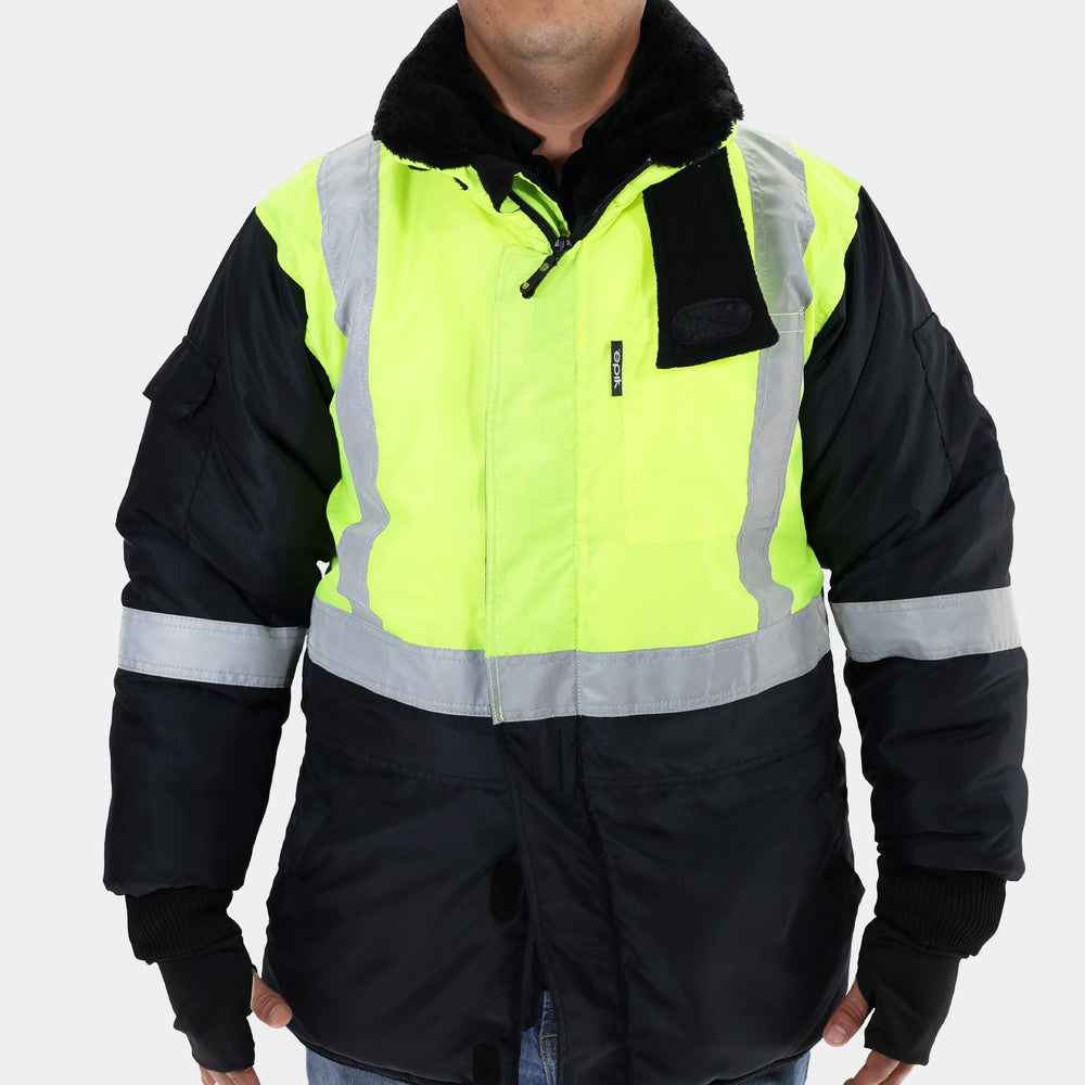 Flexothane Hi Viz Quad Jacket Yellow & Navy 2XL