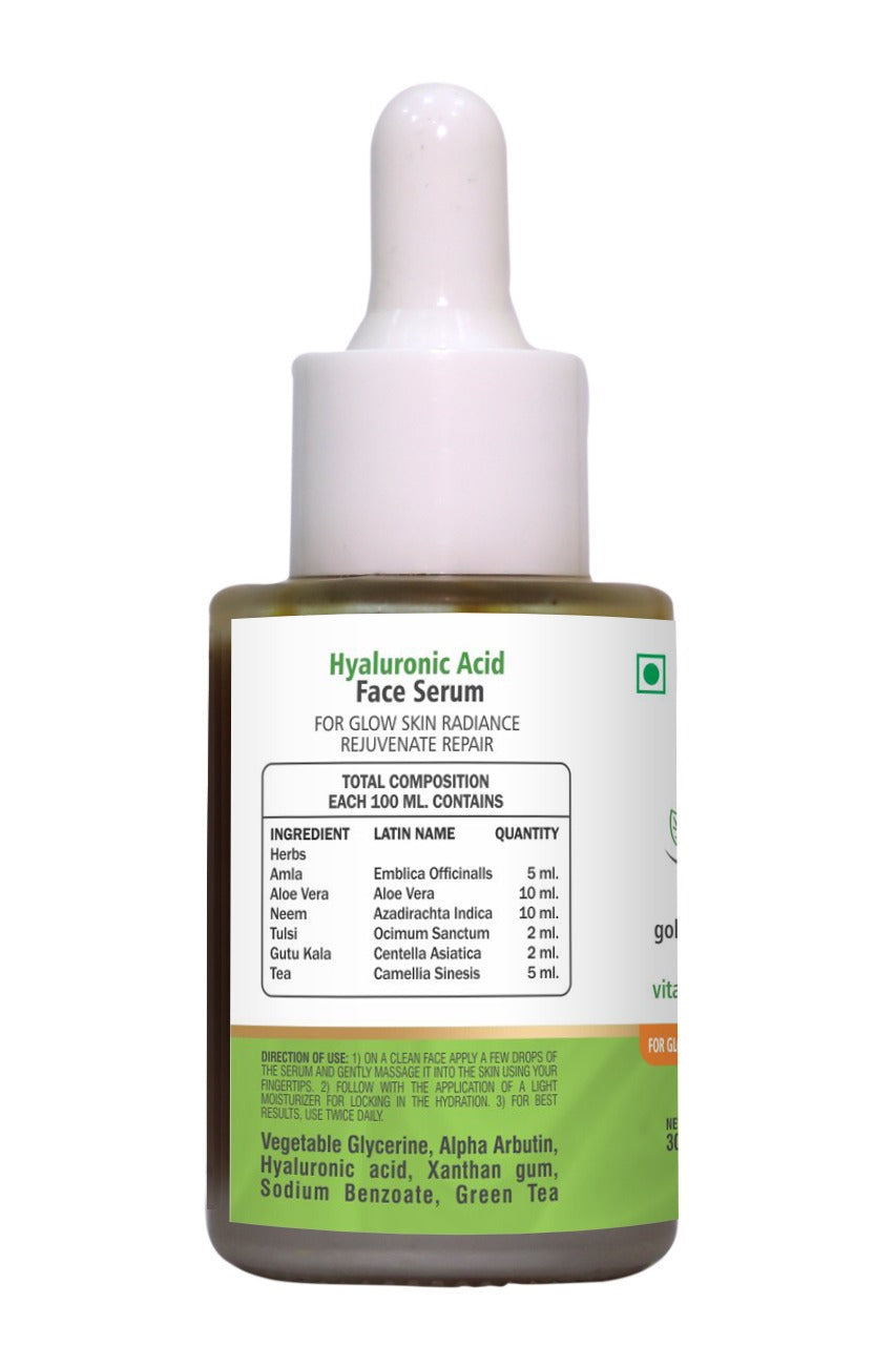 Hyaluronic Acid Face Serum With Vitamin C, AHA, Gotu Kola  Extracts Vitamin E  For MEN &Women! 30ml