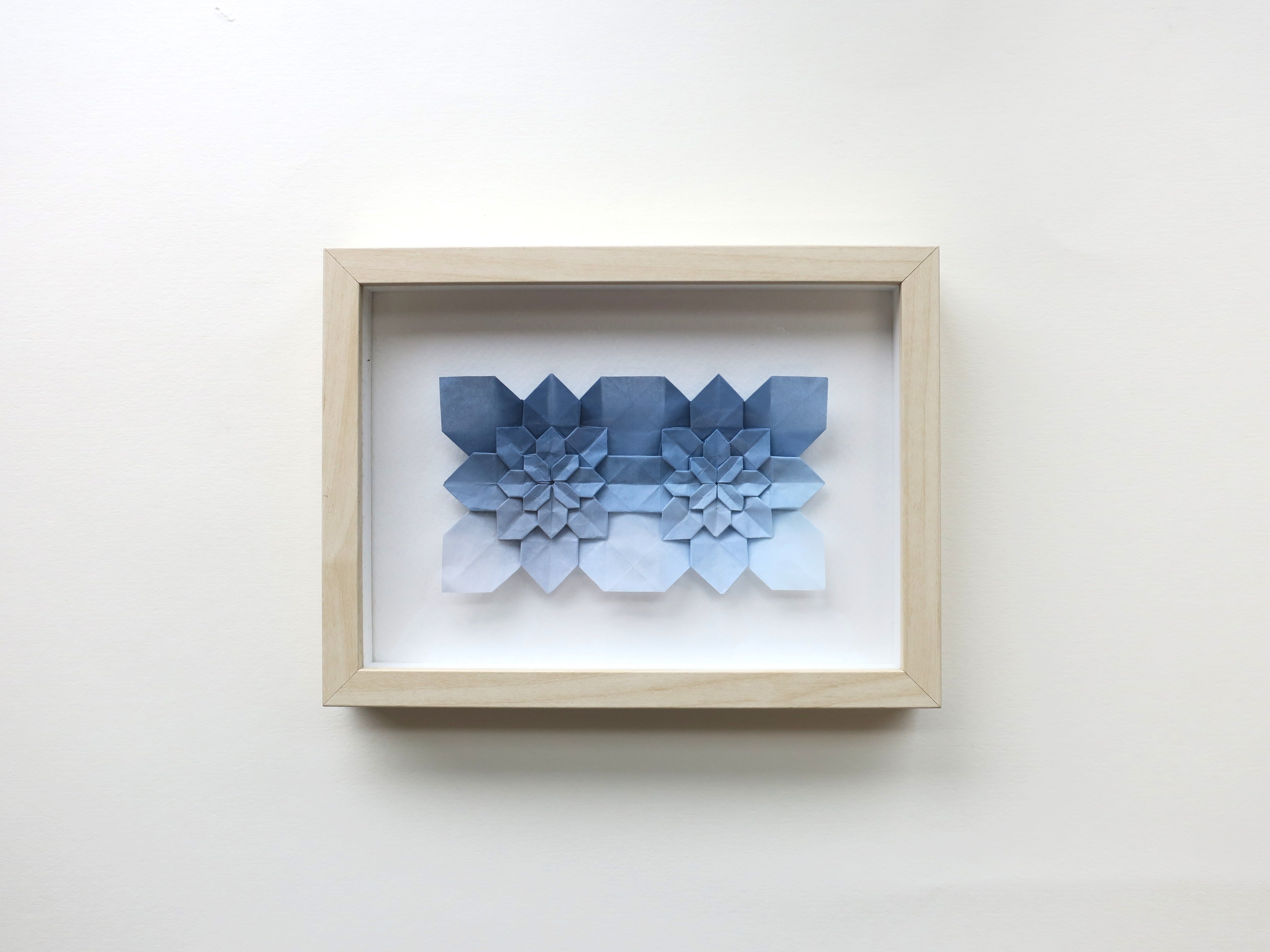 framed origami hydrangea wall decoration, handmade gift, wedding, anniversary