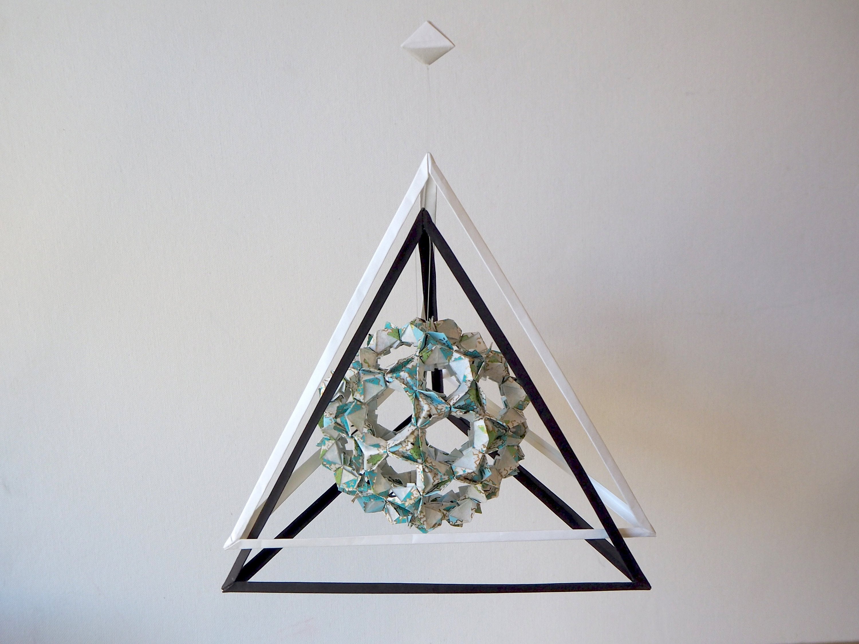 origami bucky ball pyramid mobile, room decoration