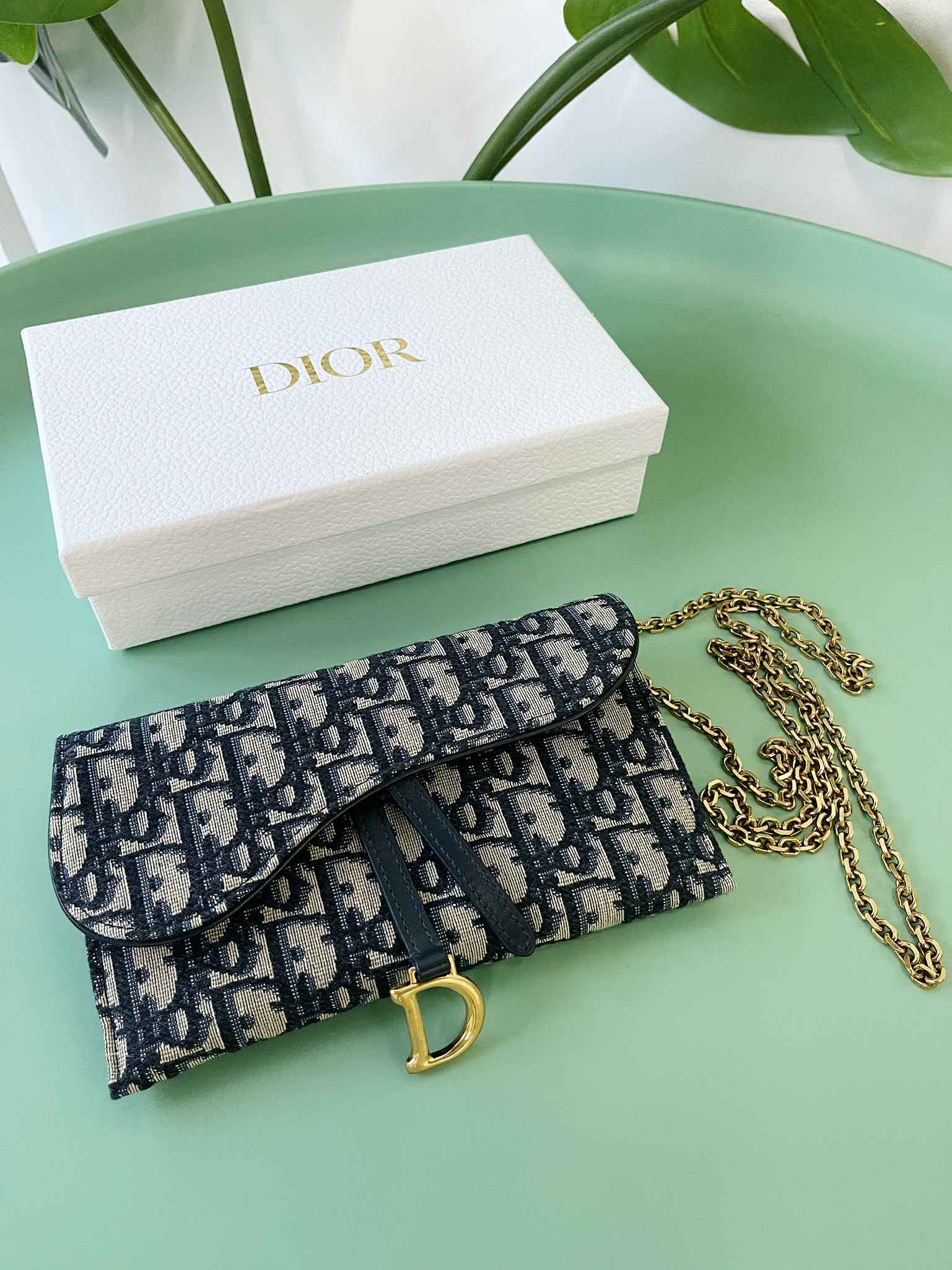 Dior Grey Oblique Jacquard Canvas Saddle Long Wallet wChain Dior  TLC