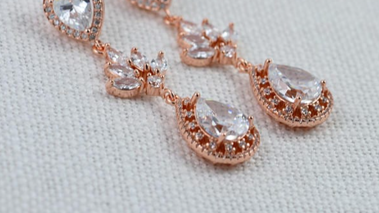 rose gold jewelry with gemstones