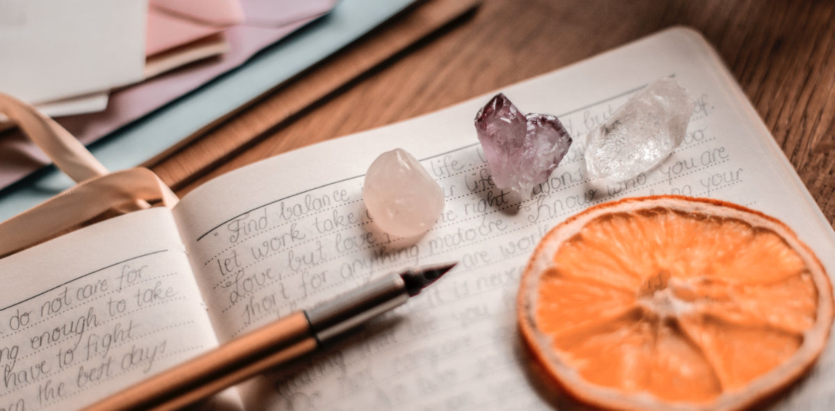 crystal journaling how to use crystals to boost jounraling practices for mindfulness self care routines