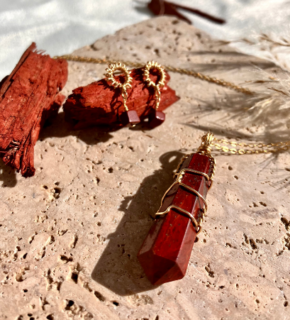 red jasper crystal earrings with sun charm 14k gold handmade crystal earrings australia