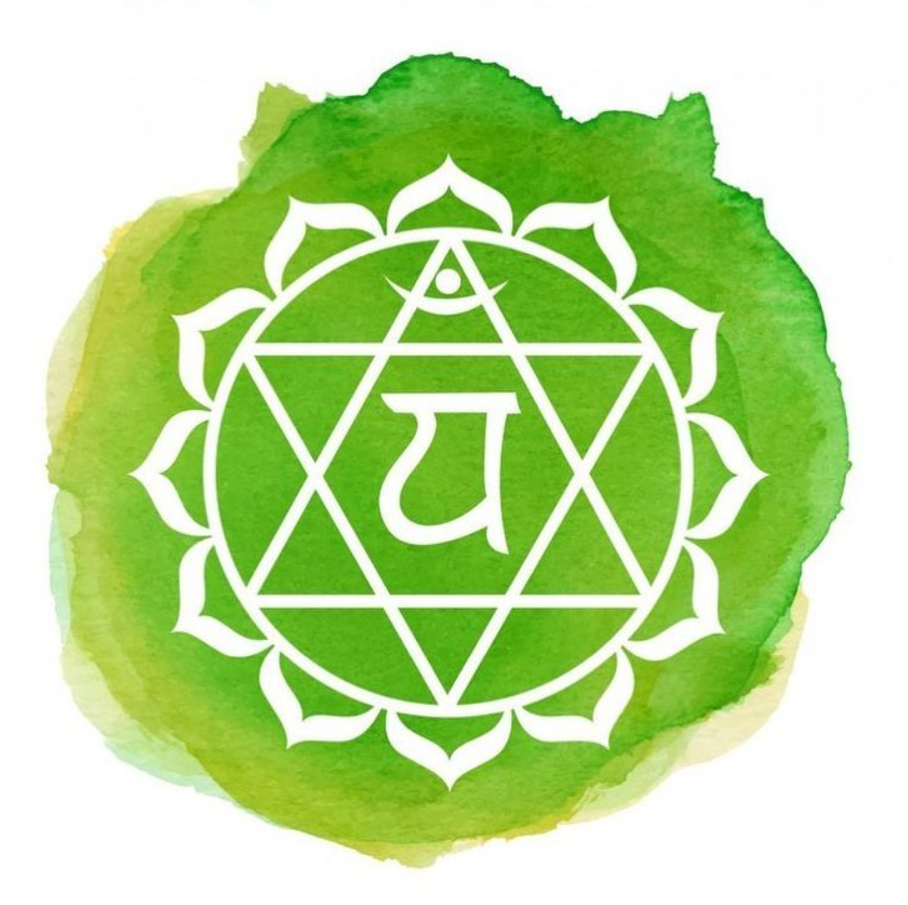 heart chakra sign on green watercolor symbolic of the heart chakra meaning