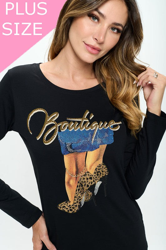 Cotton Long Sleeve Graphic Tee Pearl Top