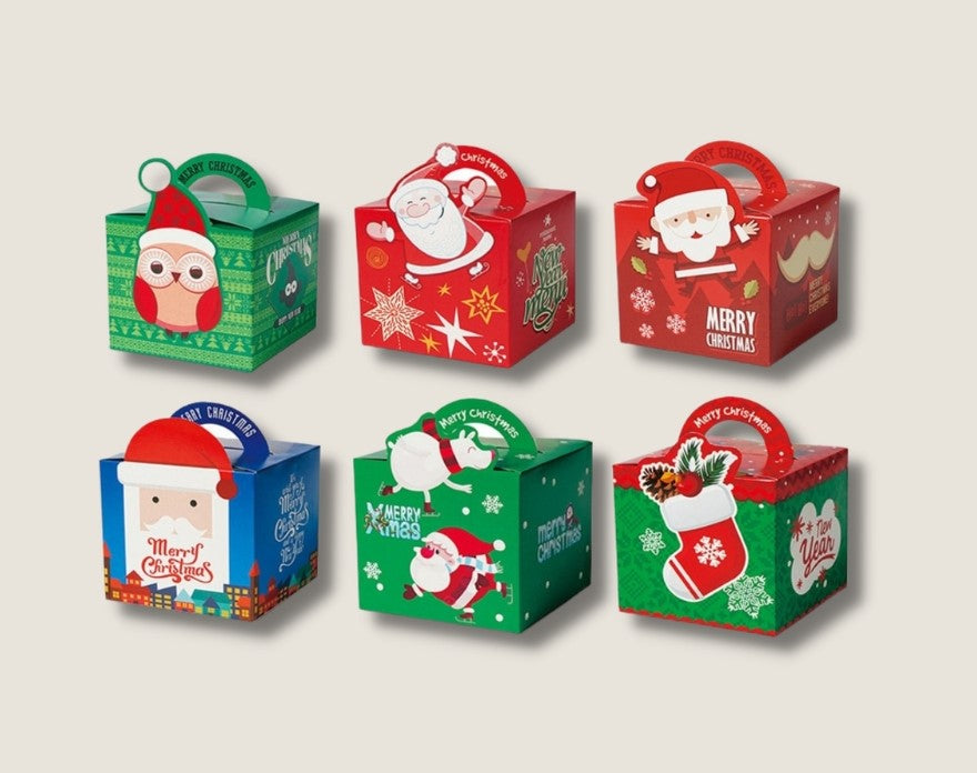 Square Christmas Gift Box with Handles