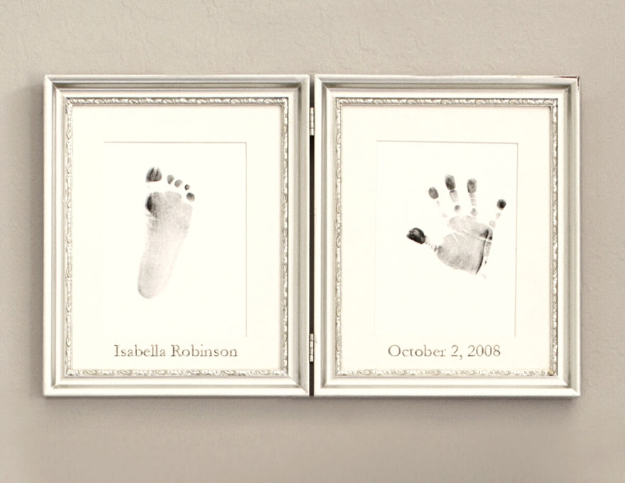 Silver Leaf Handprint and Footprint Frame