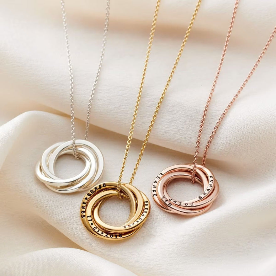 interlocking bronze ring necklace