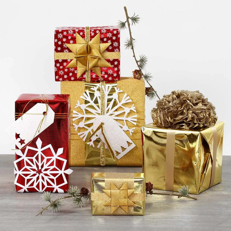 Gold & White Snowflakes Jumbo Gift Box