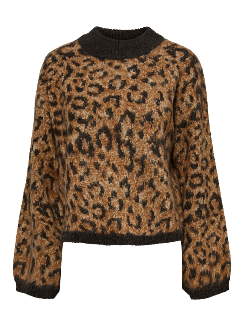 Pieces Højhalset Leopard Dame Strik - – BaLaerke