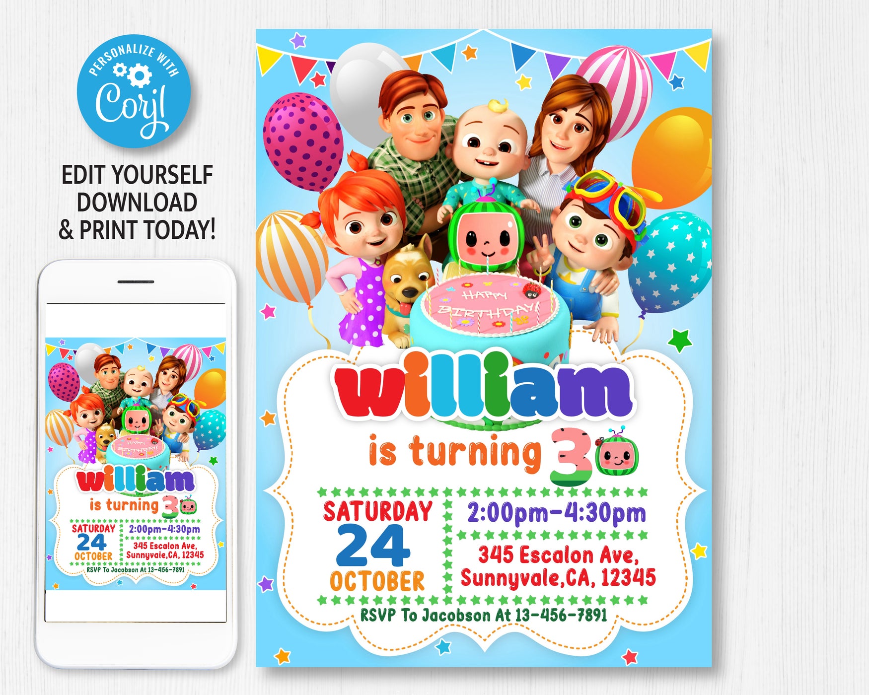 Cocomelon invitation | Digital Cocomelon Birthday invitation ...