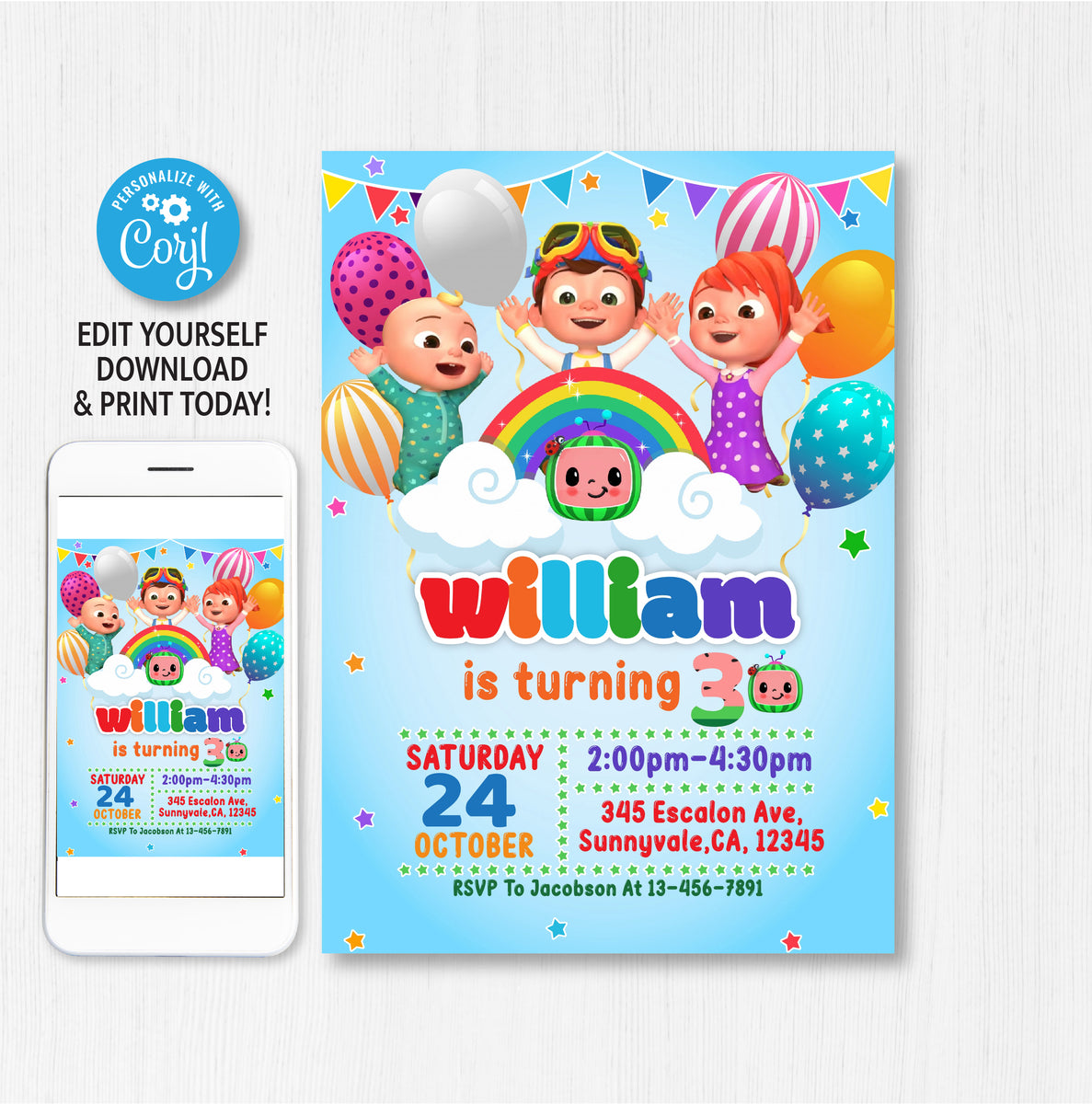 Cocomelon invitation | Digital Cocomelon Birthday invitation ...