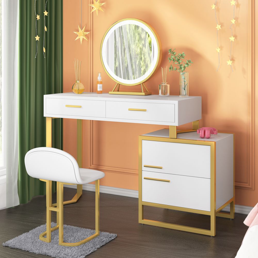 OEIN Vanity Desk Modern Dresser Table LED Mirros Design camera da