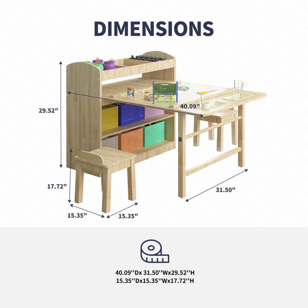 Children Art Table and 2 Chairs Set