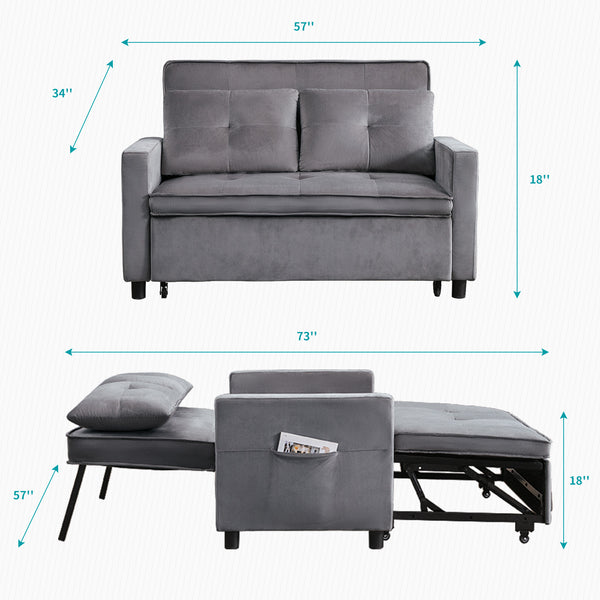 mjkone Convertible Sofa Bed with Side Pockets