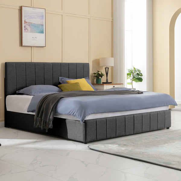 Lift Up Upholstered Storage Bed with Headboard
