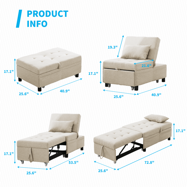 Mjkone 4-in-1 Convertible Sofa Chair